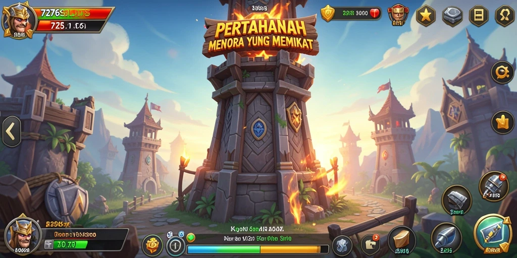Tampilan gameplay menegangkan di 7276SLOTS, menunjukkan pertahanan yang kuat.