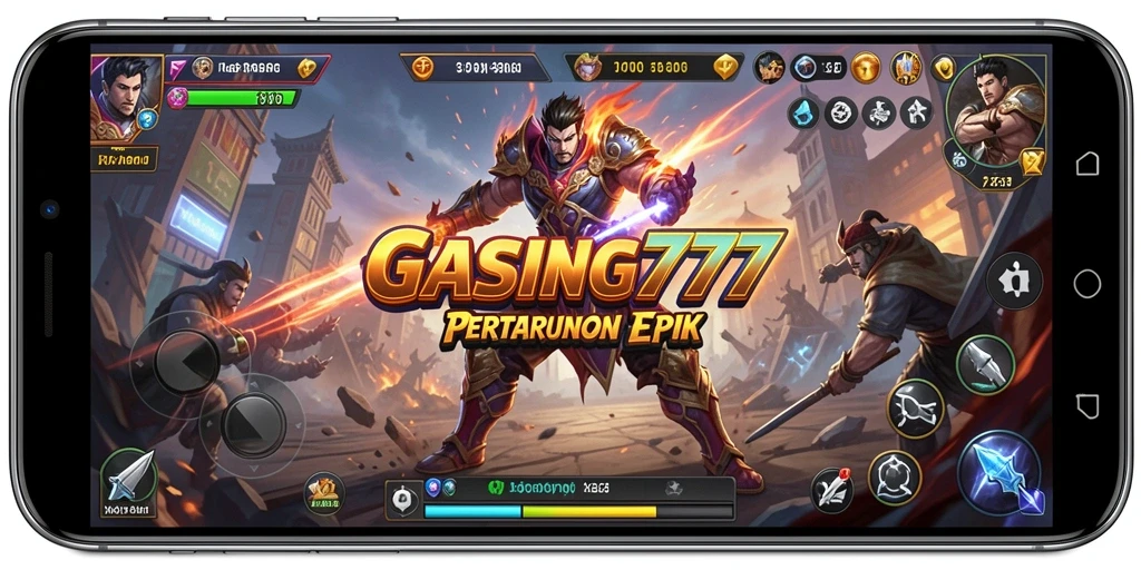 Menampilkan aksi pertarungan intens dalam GASING777 dengan karakter yang beragam.