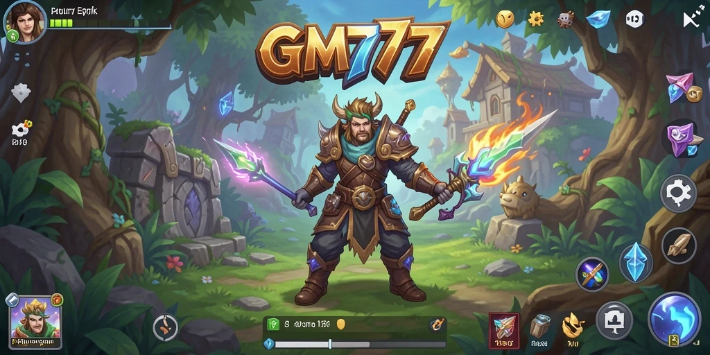 Screenshot GM777 menampilkan pertarungan intens dalam dunia RPG yang menakjubkan.