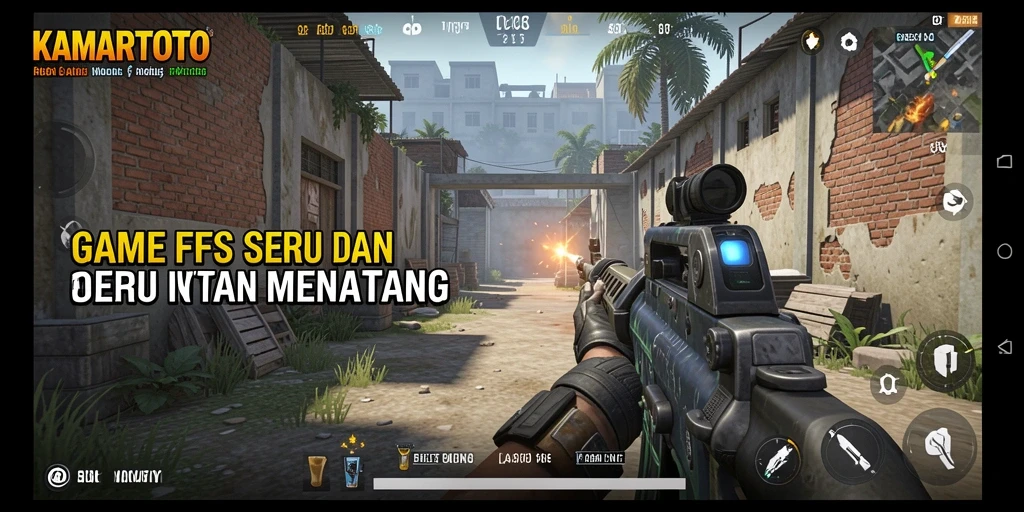 Screenshot gameplay KAMARTOTO yang menunjukkan aksi menembak seru.