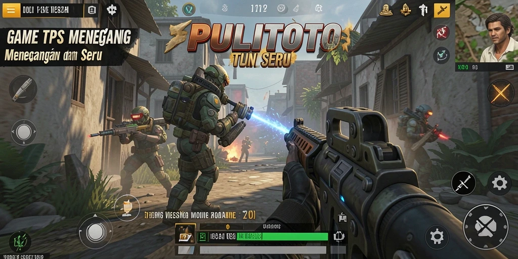 Screenshot PULITOTO menunjukkan pertempuran intens dengan berbagai senjata.