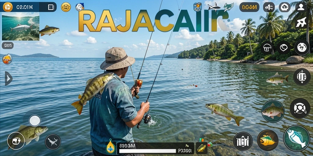 Screenshot menunjukkan aksi memancing yang mendebarkan di RAJACAIR.