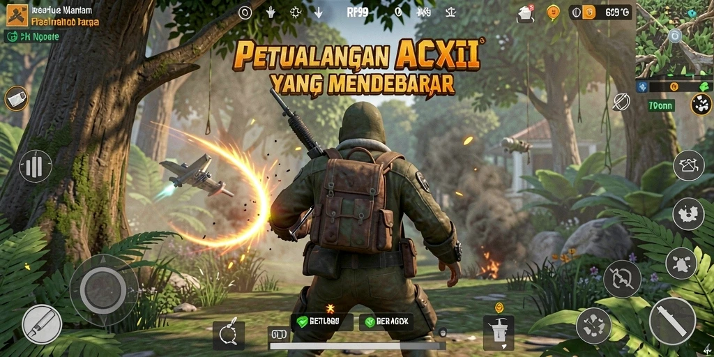 Screenshot menampilkan pertempuran mendebarkan di dunia RP99.